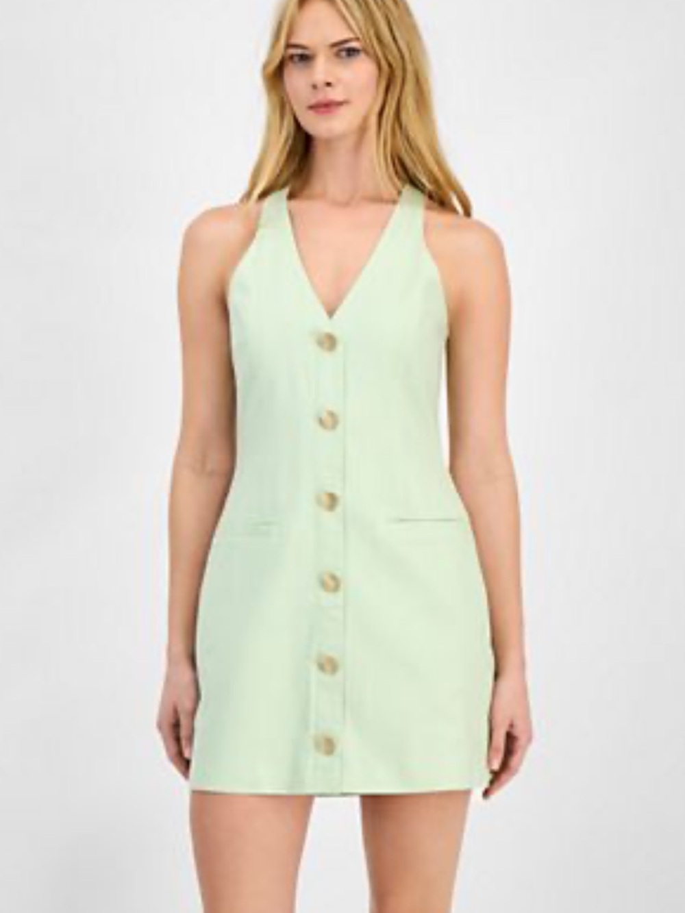 NWOT!! 14th Place V-Neck Button-Front Mini Dress in Mint